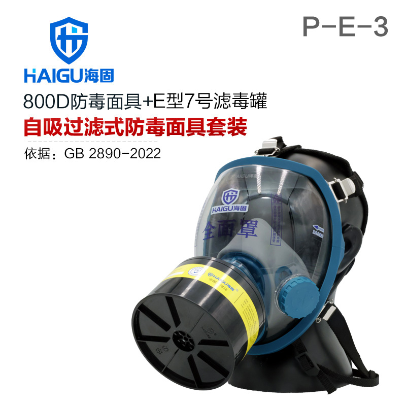 海固800D全面罩+P-E-3濾毒罐 酸性氣體防護(hù)套裝